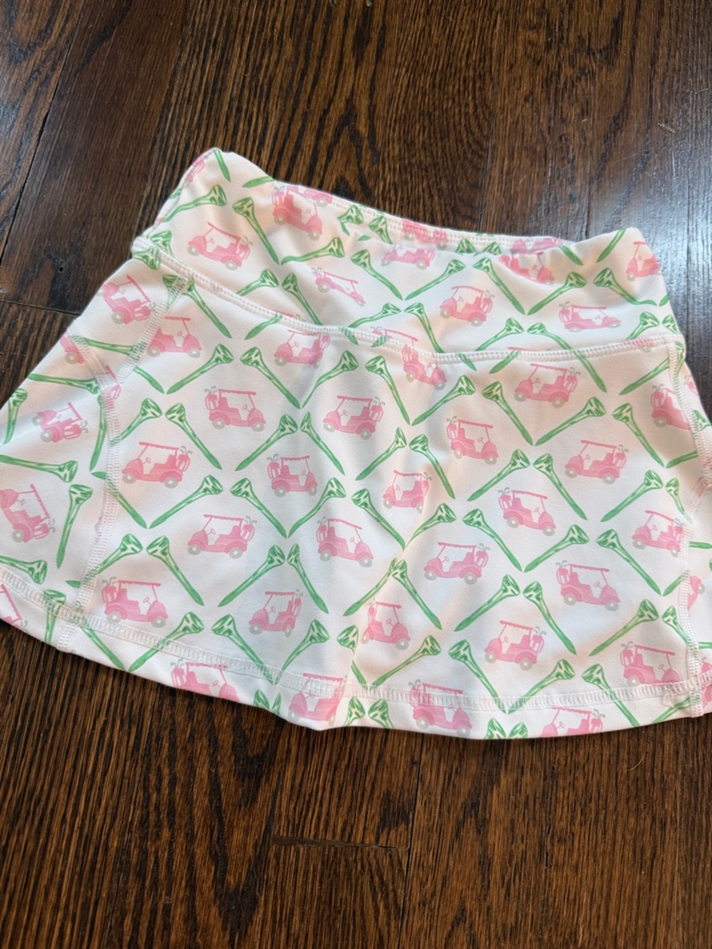 Girls Pink Golf Cart Print Skort with Built-In Shorts